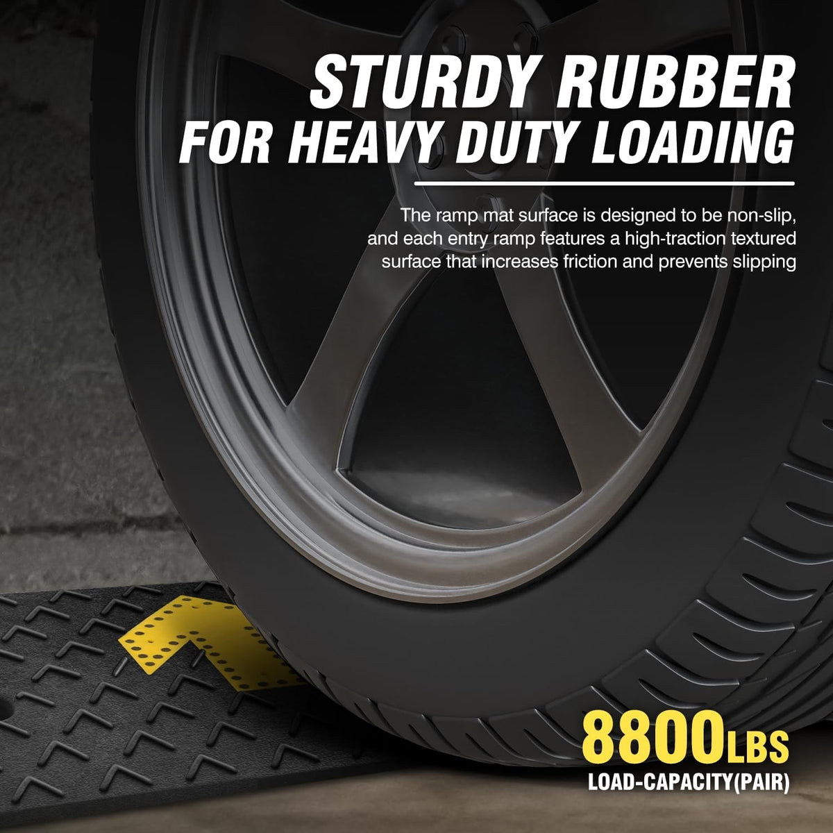 DNA MOTORING 2pcs 4.5" Rise Rubber Arrow Curb Ramp Heavy Duty Loading Threshold Ramp 37.4 in L x 11.8 in W x 4.5 in H for Loading Dock, Warehouse, Wheelchair, Motorcycles, Cars, TOOLS-00650
