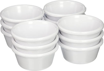 Winco Commercial-Grade Plastic Ramekin/Dipping Sauce Cup, Smooth, 6 Ounce, White (12 Pack)