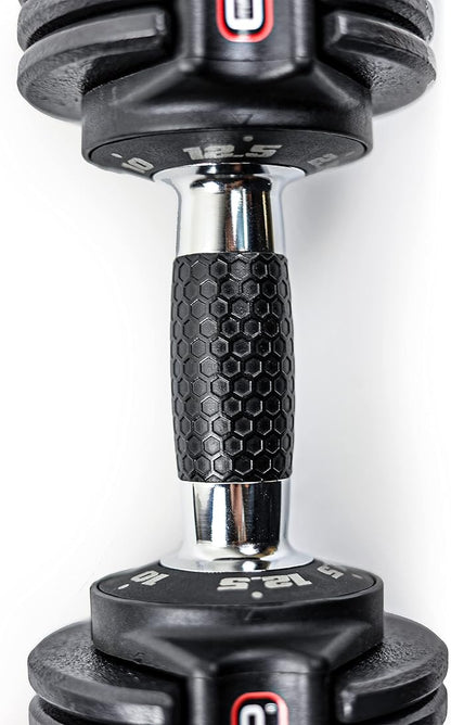 CAP ADJUSTABELL Adjustable Dumbbell Set, Premium Quick Select Adjustable Weights for Strength Training, Singles & Pairs, 12.5 LB, 25 LB & 55 LB, Round & Hex Dumbbells, Multiple Grip Handle Options