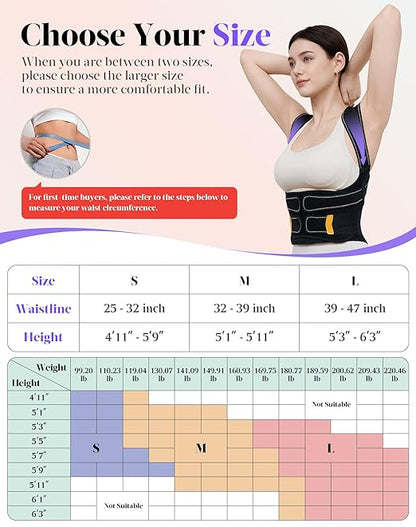 Posture Corrector for Women and Men, Full Back Support Brace, Adjustable Shoulder Straightener, Improving Posture, Relief Upper and Lower Back, Neck Pain, Pink, Medium