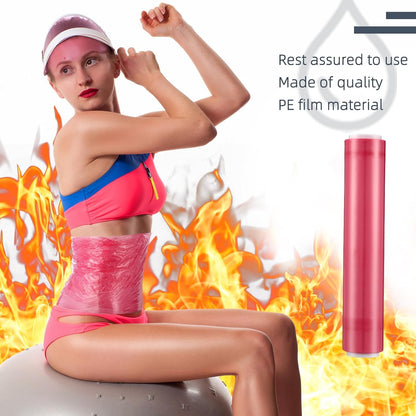 60 Meters Rose Red Osmotic Plastic Body Wrap, Workout and Sweat Enhancer Stomach Wrap Body Wrap Film Applicator Power Wrap(1 Rolls)