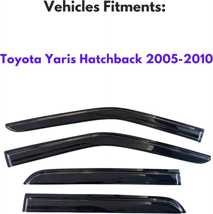 KPY Window Visor Compatible with Toyota Yaris Hatchback 2005-2010, 4PC Rain Guard Side Window Vent Deflectors Tape-On Mugen Style, 2005 2006 2007 2008 2009 2010