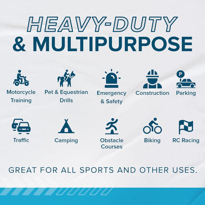 LVL10 Pro Training Cones - 12" Large Soccer Cones for Sports Training - for Basketball, Football, Basketball and Agility Drills - Soccer Field Markers That Won't Crack, Slide or Fly