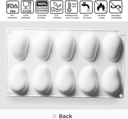 OCPO KITCHEN Mango Silicone Mold for Baking Mousse Cake, Fruit French Dessert, Pastry, Chocolate, Ice Cream, Cake Decoration Mold, 3D Mango Shape (10-Cavity)