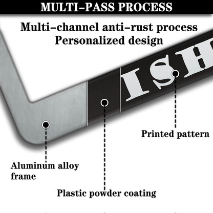 Automotive Exterior Accessories Black and White License Plate Frames I'd Rather Be Fishing Universal Aluminum Car Accessory 2 Pack with Screw Covers Set