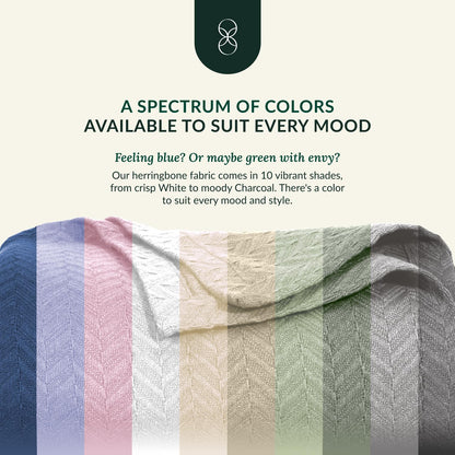 Cloud Scape Linen 100% Cotton Queen Size Blanket, Herringbone Pattern, Lightweight Summer Blanket,Best Gifts for Women, fits Full Size Bed, 92 x 92, Lavender Blue