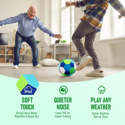 Indoor Soccer Ball with Fabric Cover - Soft and Safe Soccer Ball Size 4 for Inside House Home and Yard - Colorful Soccer Gift for Toddlers, Kids, Boys and Girls 3-5 5-8 8-12 Years Old