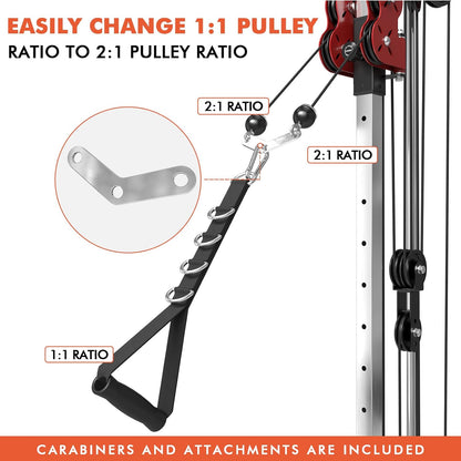 Mikolo Wall Mount Cable Station, Cable Crossover Machine with Dual Pulley System and 18 Adjustable Positions for Home Gym Fitness Equipment
