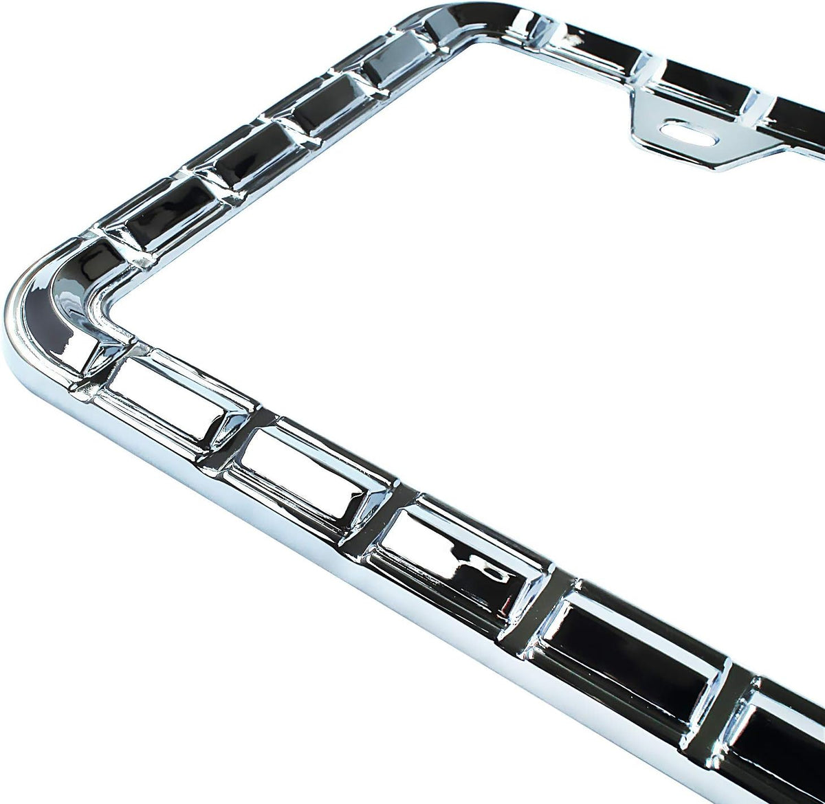 3D Chrome License Plate Frames, Pure Zinc Alloy Metal (Chain Pattern)