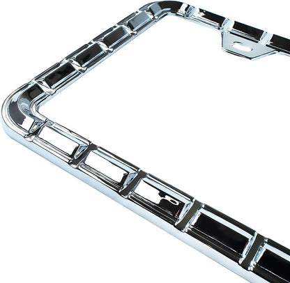 3D Chrome License Plate Frames, Pure Zinc Alloy Metal (Chain Pattern)