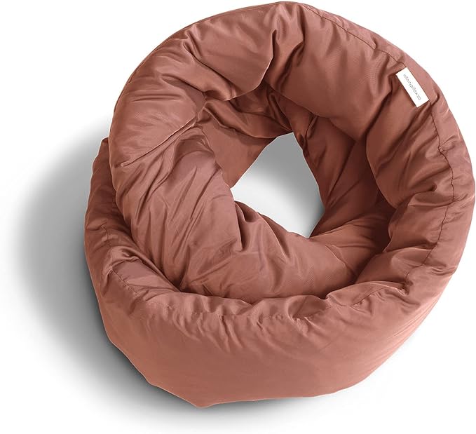 Huzi Infinity Pillow - Home Travel Soft Neck Scarf Support Sleep (Terracotta)