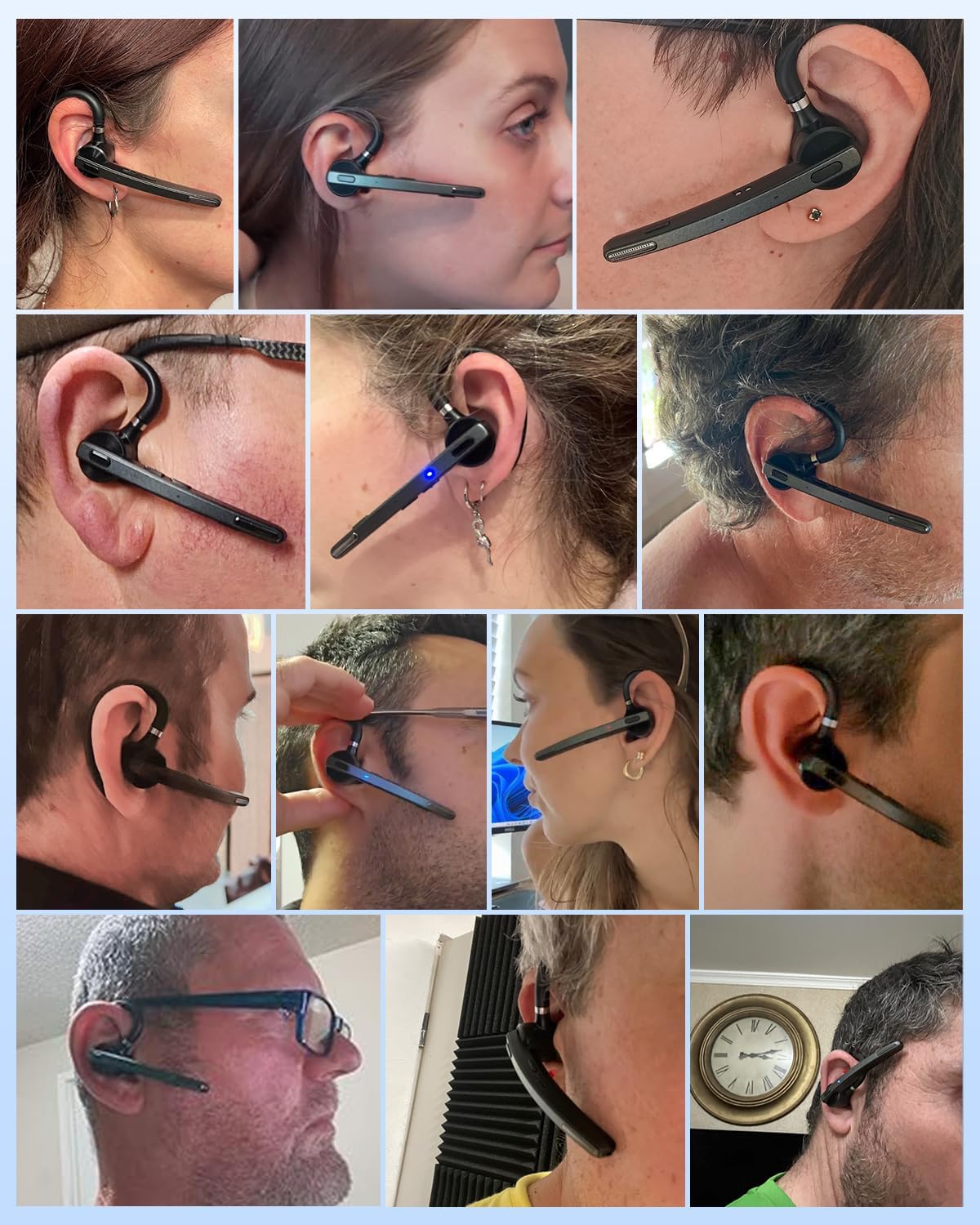 FEYCH Bluetooth Headset, Bluetooth Earpiece with 500mAh Charging Case 72H Talktime ENC Noise Cancelling Microphone V5.1 Hands-Free Wireless Headset for Cell Phone Call Office Business Driving