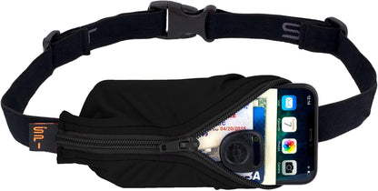 SPIbelt Running Belt for Women Men, Phone Holder for Running, Running Fanny Pack, Holder for Phone, Running Waist Pack, Adjustable Waist, [Fits All Phones]. Black with Black Zipper