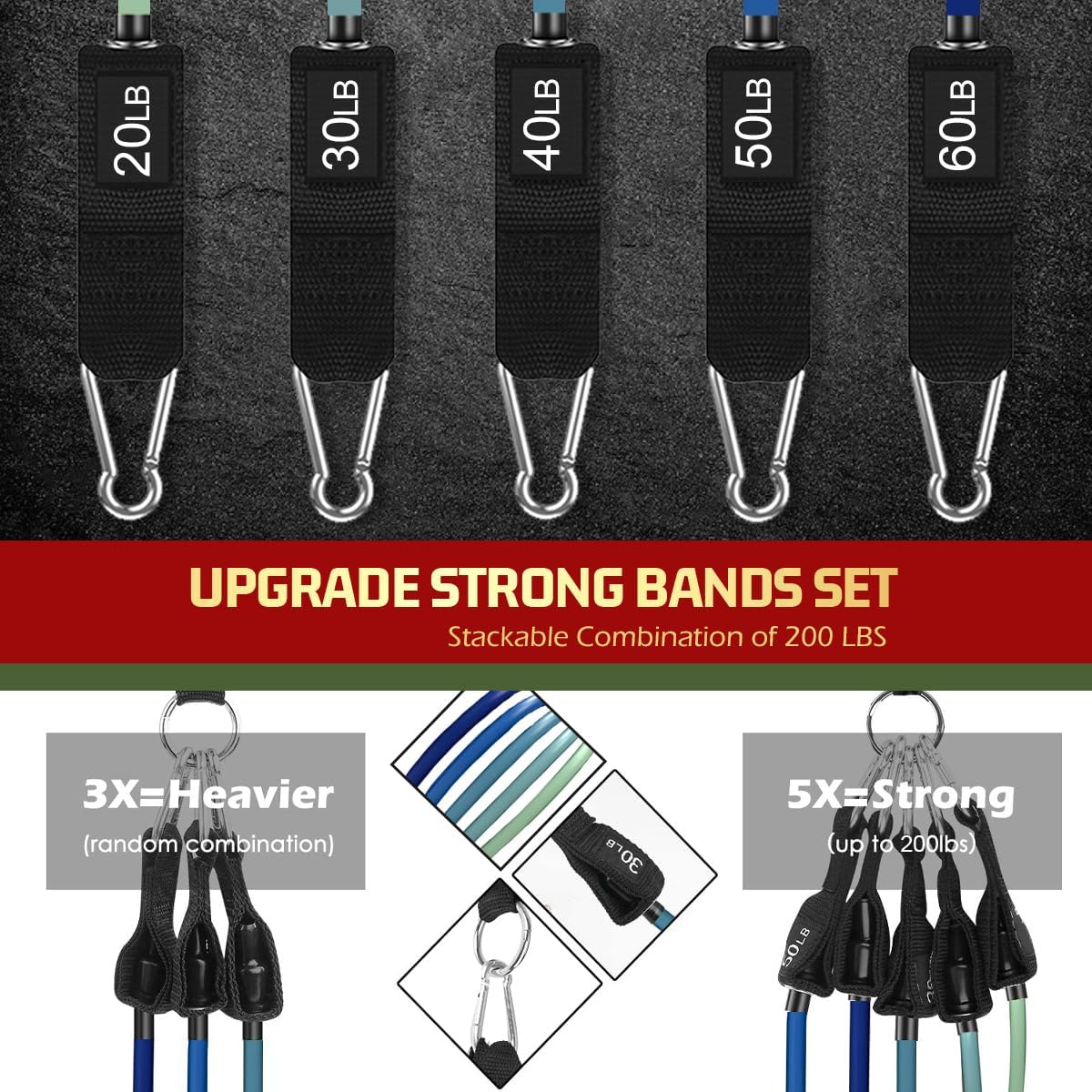 VEICK Resistance Bands, Exercise Bands, Workout Bands, Resistance Bands for Working Out with Handles for Men and Women, Exercising Bands for Fitness Weights Work Out at Home