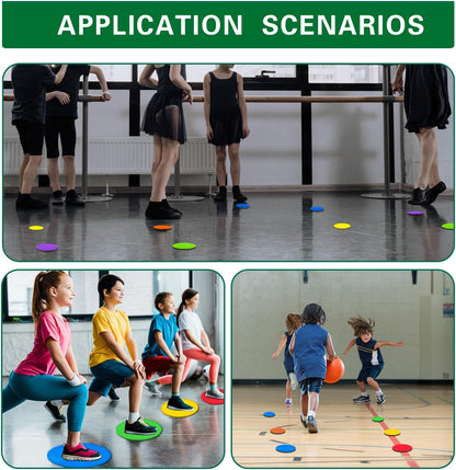 Spot Markers 4.72/9 Inch 12/24/36 Pcs Anti-Slip Agility Floor Markers,Colorful Flat Field Gym Classroom Floor Spots Set for Indoor Outdoor Soccer Basketball Sports Speed Training and Drills