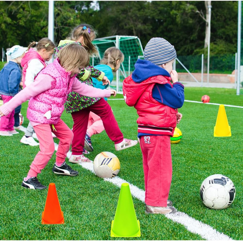 Soccer Cones (7 Inch 25 Pack), Agility Training Sports Cone Plastic with Carry Bag for Kids Football Basketball Drills Field Markers,