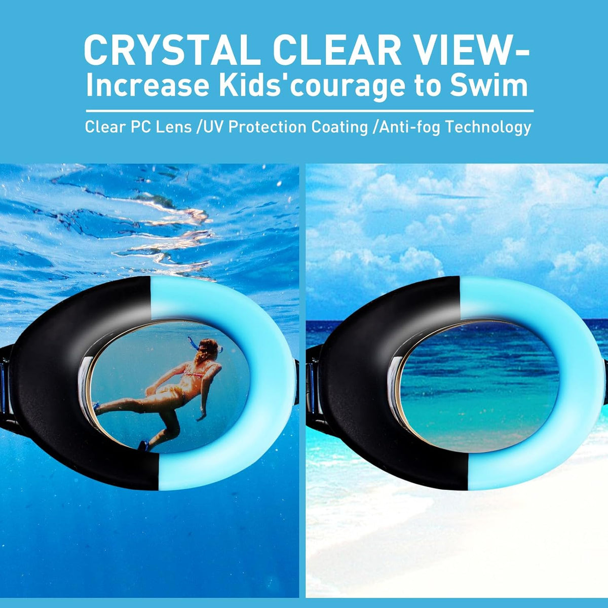Aegend 2 Pack Kids Goggles, Swimming Goggles for Kids Age 4-16 Boys and Girls Youth, Anti-Fog Waterproof Anti-UV Pool Goggles