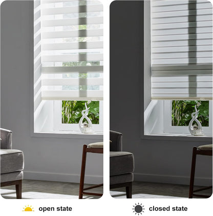 Persilux Cordless Zebra Blinds for Windows Free-Stop Roller Windows Shades (31" W X 72" H, Cream) Dual Layer Light Control for Day and Night, Light Filtering Sheer Shades for Home, Easy to Install