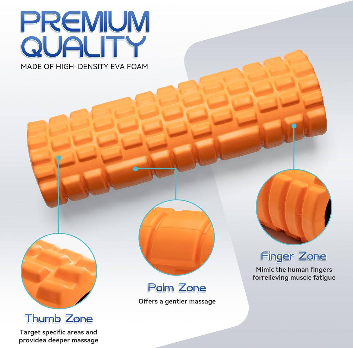 Foam Roller High Density Foam Roller Set for Deep Tissue Muscle Massage, 18" Trigger Point Fitness Exercise Massage Roller, Self-Myofascial Release for Whole Body (Orange)