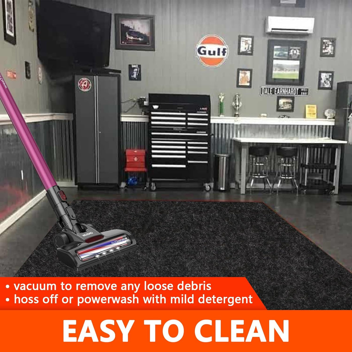 Non-Slip Garage Floor Mat for Under Car, 7'4"x17' Extra Large Absorbent Oil Garage Parking Mat, Waterproof Backing, Reusable, Washable, Protects Floor from Snow, Rain and Mud for Cars