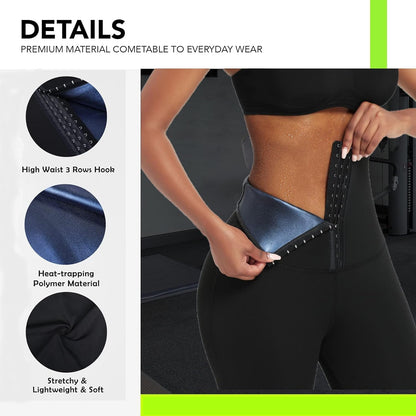 huiming Sauna Sweat Shorts for Women High Waisted stomach Waist Trainer Slimming Leggings Pants Body Shaper