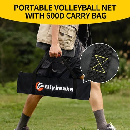 20FT Outdoor Volleyball Net Set System for Backyard Beach with Anti-Sagging Net, Iron Adjustable Height Poles, Soft PU Volleyball and Pump, Carry Bag - Instant Set Up & Durable