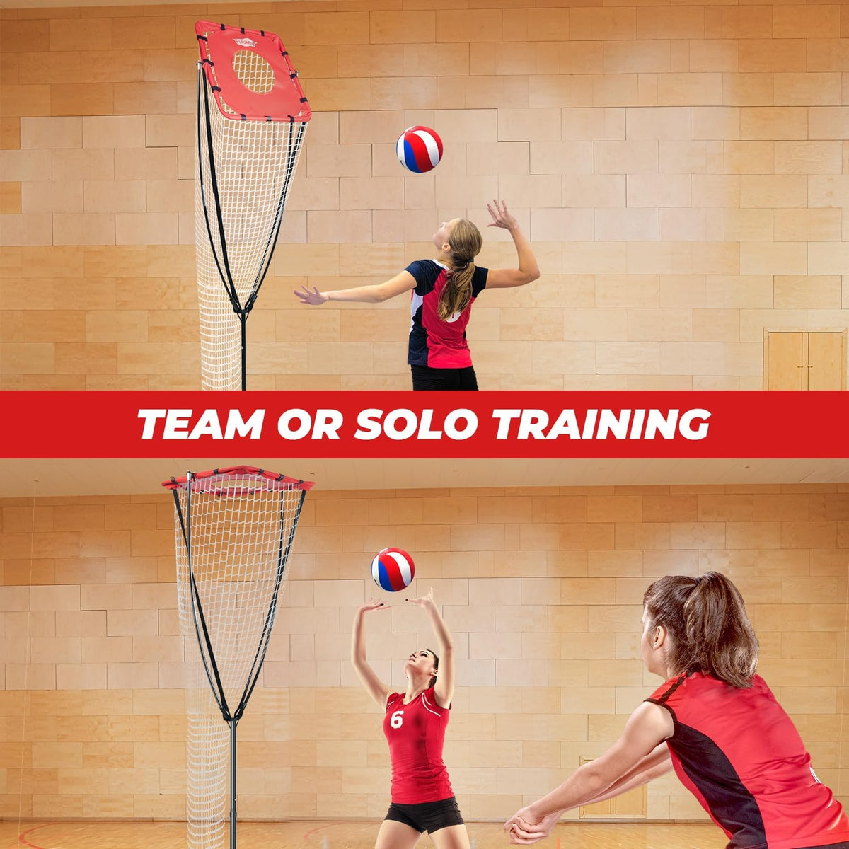 Volleyball Setter Training Net，Height & Angle Adjustable Volleyball Training Net with Metal Frame，Tripod Base for Indoor and Outdoor，Volleyball Training Equipment for Setting,Serving,Spiking
