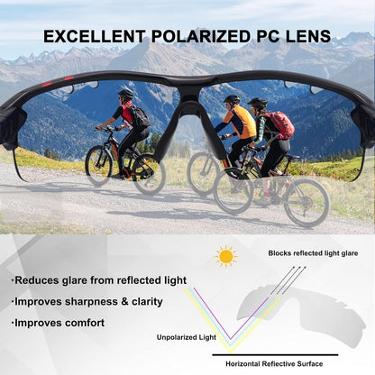 BangLong Polarized Sports Sunglasses Cycling Sun Glasses for Men Women with 5 Interchangeable Lenes for Running Baseball Golf