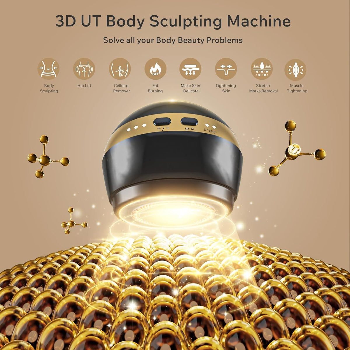 Depsoul Body Massager, 2 in 1 Professional Wireless Electric Massager with 3 Gears for Belly, Waist, Leg, Butt, Arm (Black)