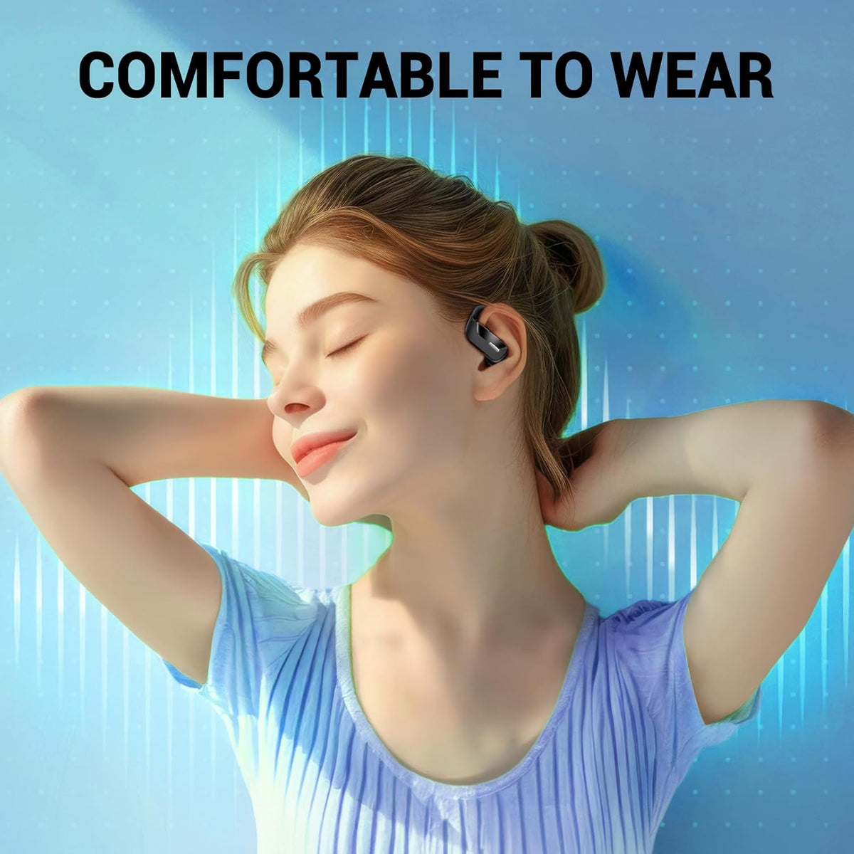 Wireless Sport Earbuds Bluetooth Headphones with Mic 80H Playtime IPX5 Waterproof Ear Buds Deep Bass Earphones Over Ear Headset for Running Gym Workout - Black