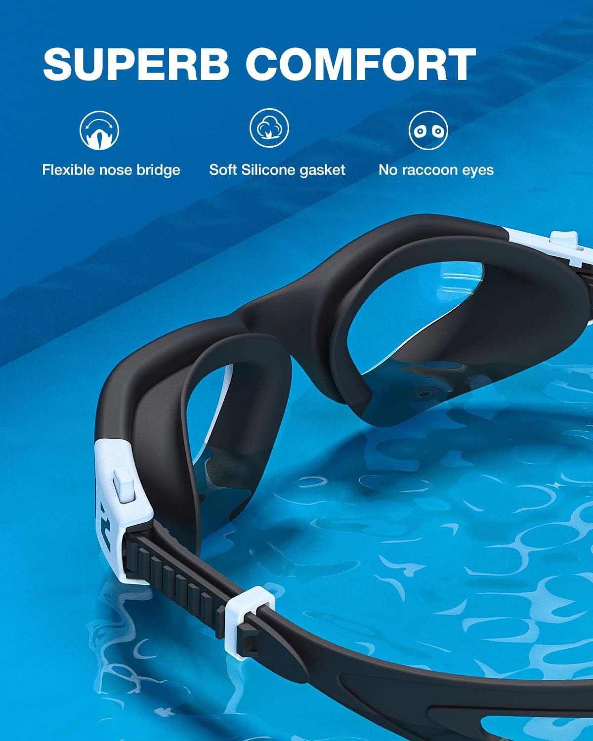 ZIONOR Swim Goggles, G1 SE Swimming Goggles Anti-fog for Adult Men Women