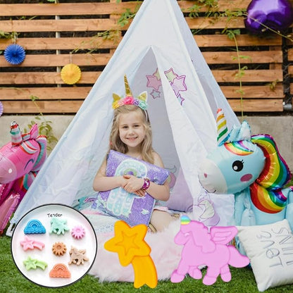 2 Pack Unicorn Molds Silicone 8 Cavity 3D Flying Unicorn Themed Baking Mould Tray with Cartoon Rainbow Meteors Sun for Kids' Party Chocolate Cake Topper Dessert Mousse Pastry Handmade Soap Crayons