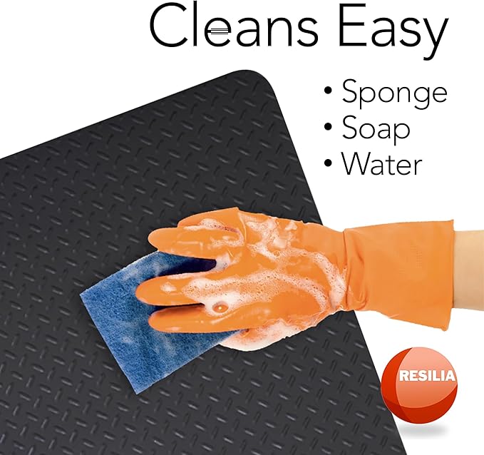 RESILIA X-Large Under Grill Mat – Heavy Duty, Reusable Outdoor Floor Protector Mats for Deck, Patio, & Garage – 57 Inch x 47 Inch, Beige/Tan Orange Peel, Made in The USA