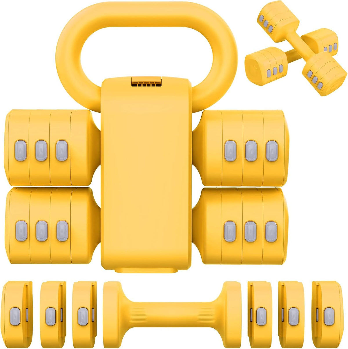 2-in-1 Adjustable Dumbbells Set, 4 Levels Weight Dumbbells Set for Women Men, Each 2.2/3.3/4.4/5.5lb Hand Weights with Kettlebell Form for Home Gym Exercise Training