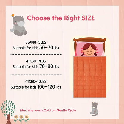 yescool Weighted Blanket (10 lbs, 41" x 60", Orange) Cooling Heavy Blanket for Sleeping Perfect for 90-110 lbs, Breathable Blanket with Premium Glass Bead, Machine Washable