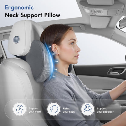 FLORICH Lumbar Support Pillow and Neck Pillow for Office Chair Car, Ergonomic Memory Foam Back Support for Office Gaming Chair Driving Seat Wheelchair, Relieves Neck, Back & Sciatica Pain – Grey