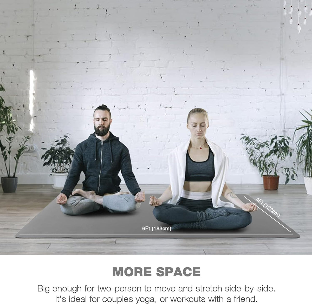 Large Yoga Mat for Men and Women 1/4 & 2/5 Inch Extra Thick TPE Fitness Mat for Home Gym Workout, Non-Slip, Eco Friendly Exercise Mat for Yoga, Pilates, Stretching, Meditation