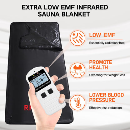 Low EMF Portable Infrared Sauna Blanket for Detox and Home Relaxation, Adjustable 1-60 Min Timer, 95-167℉ Temp Range, 6 ft x 2.95 ft, Durable PU Leather Cover