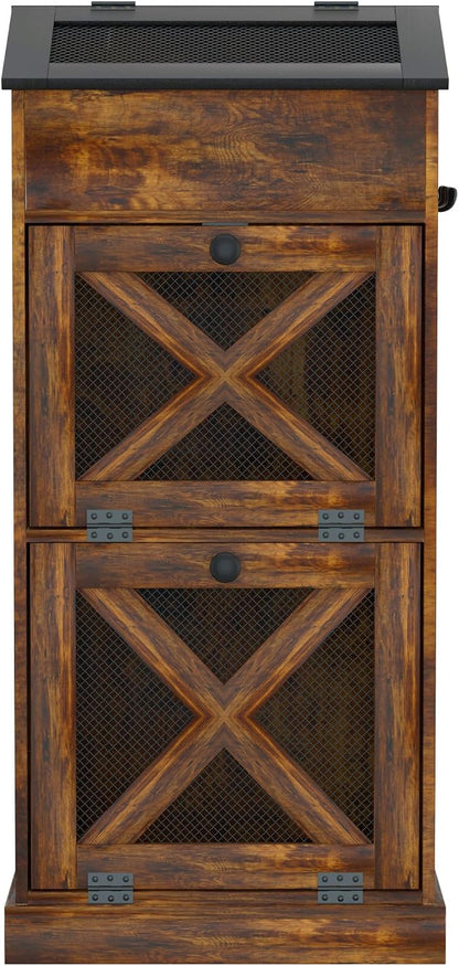 Wooden Potato and Onion Storage Bin w/Lid, Large Capacity and Ventilated Design, Ideal for Pantry, Kitchen Brown