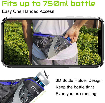 PYFK Running Belt Hydration Waist Pack with Water Bottle Holder for Men Women Waist Pouch Fanny Bag Reflective