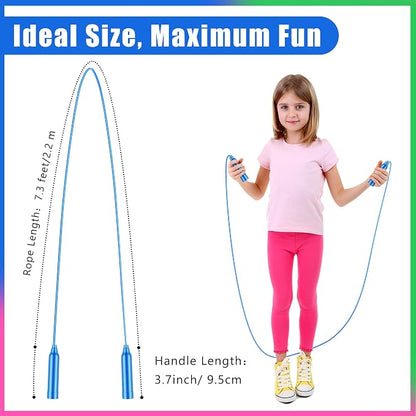 Aodaer Jump Rope Set, Colorful Outdoor Jump Ropes, 7.3 Feet Adjustable Skipping Rope for Outdoor Fun Activity Sport Party Favor