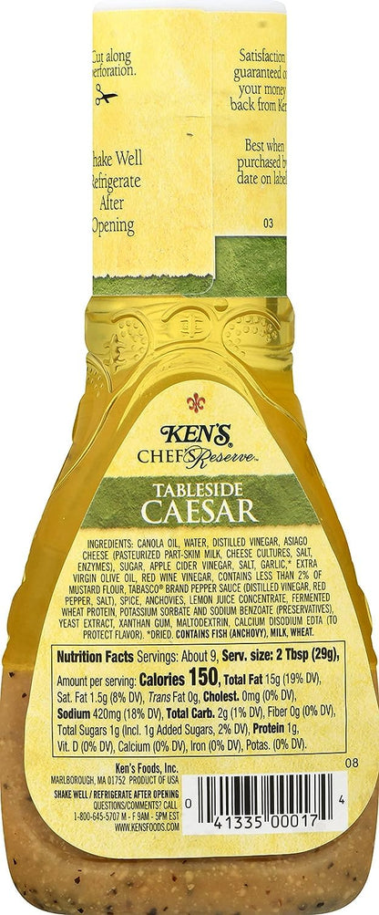 Ken's Steak House Chef's Reserve Tableside Caesar Dressing 9 Ounce (Pack of 6)