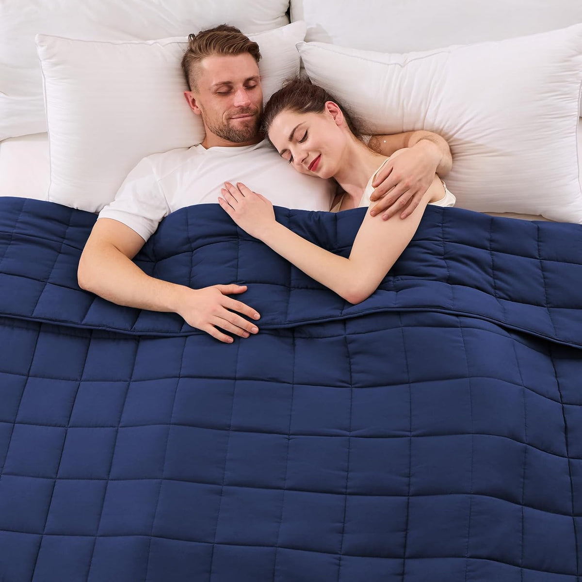 yescool King Size Weighted Blanket for Adults (20 lbs, 80” x 87”, Blue) Cooling Heavy Blanket for Sleeping Perfect for 190-210 lbs, Breathable Blanket for Adults & Couple All Season, Machine Washable