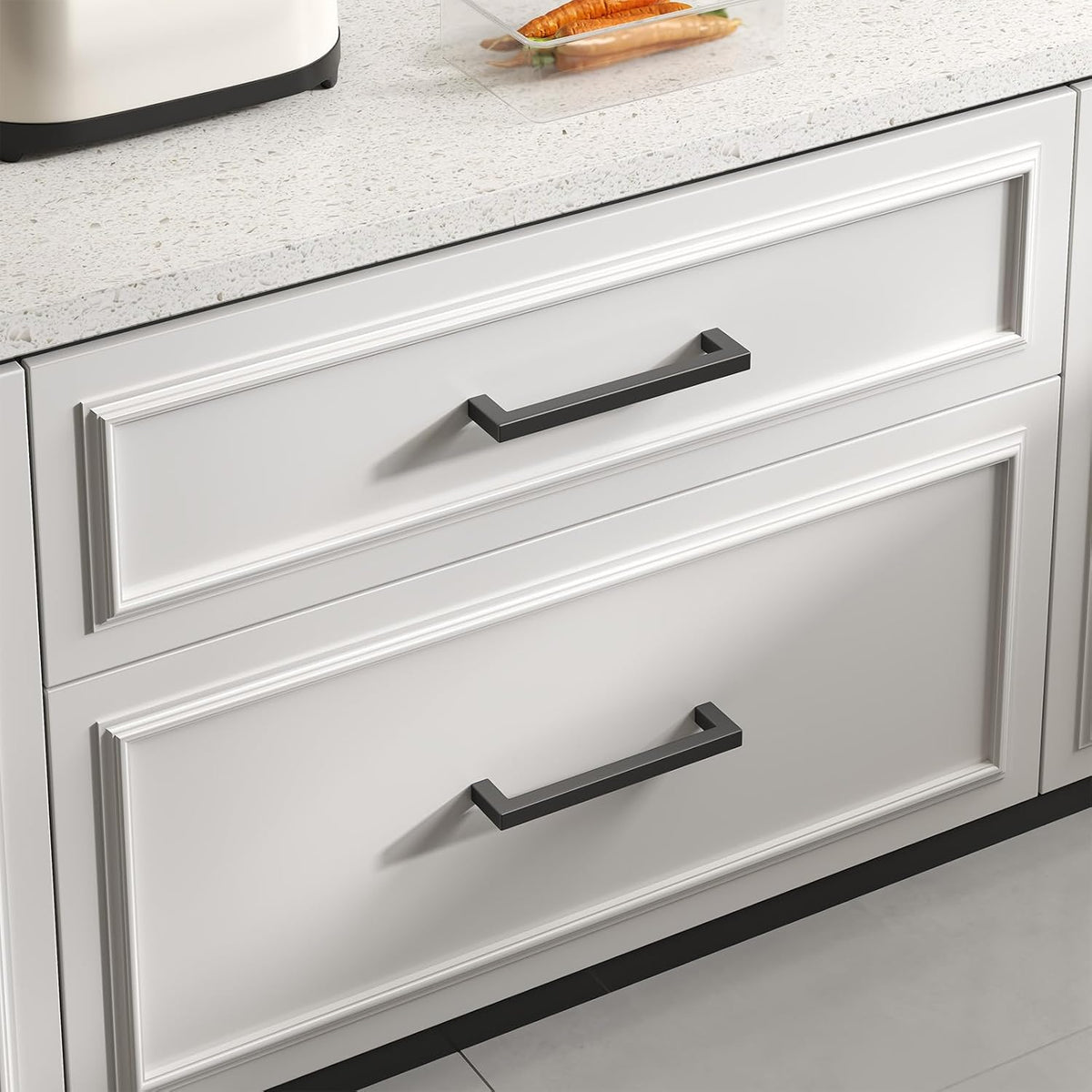 goldenwarm 35 Pack 6-1/4INCH Black Square Bar Cabinet Pull Drawer Handle Stainless Steel Modern Hardware for Kitchen and Bathroom Cabinets Cupboard,Center to Center 160mm Kitchen Cupboard Handles