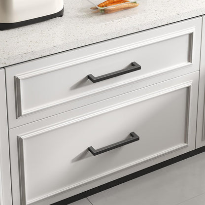 goldenwarm 10 Pack 5 Inch Black Cabinet Handles - Matte Black Drawer Pulls Stainless Steel - 128mm Cabinet Hardware Square Bar Modern Cabinet Pulls for Kitchen Bathroom Cupboard