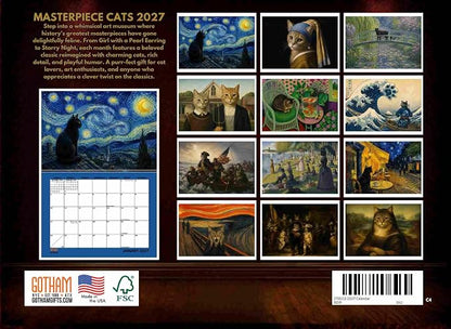 Art Masterpieces Cat Calendar 2027 Monthly Wall Calender 12 Month