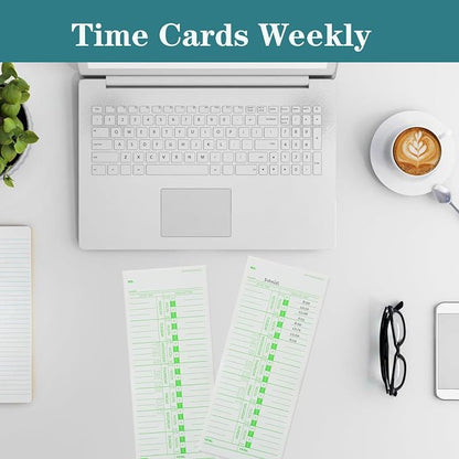 1000PCS Time Cards for Employees Weekly, 1 Sided Time Sheets, 3-1/2" x 9", Green