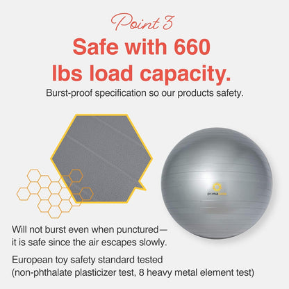 Exercise Ball for Balance Stability Fitness Workout Yoga Pilates at Home Office & Gym Birthing Ball for Pregnancy, Office Ball Chair