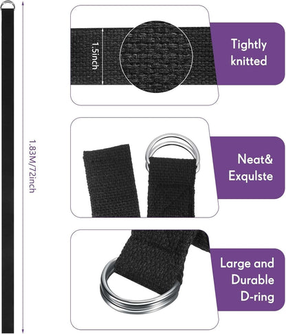 Jerify 10 Pcs Yoga Strap for Stretching Bulk 6ft Exercise Stretch Band with Metal D Ring Adjustable Pilates Non Elastic Yoga Stretch Belt for Women Men Physical Fitness Gym Workout Dance
