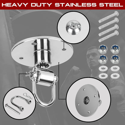 Boxerpoint Speed Bag Swivel Kit - Small Silver 360° - Mounting Hardware & Swivel Clip for Boxing Equipment